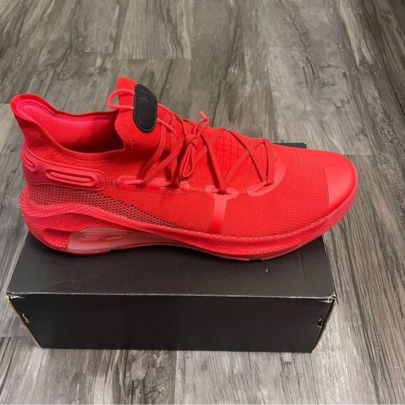 Under Armour Curry 6 Red Basketball Shoes Size 16 New - Picture 12 of 14